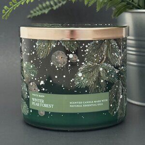 BBW Winter Pear Forest White Barn Bath & Body Works 3 Wick Candle